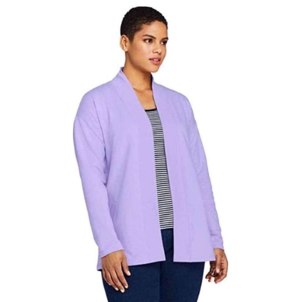 Lands’ End Serious Sweats Open Front Cardigan LP
